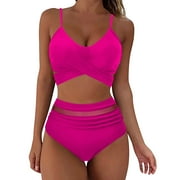 FAFWYP Plus Size Swimsuits for Women 2 Piece Hawaiian Bathing Suit Bottom Skirt Bikini Set Tummy Control Swimwear Beachwear